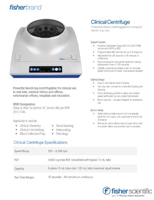 Fisherbrand™ Clinical Centrifuge Info Sheet